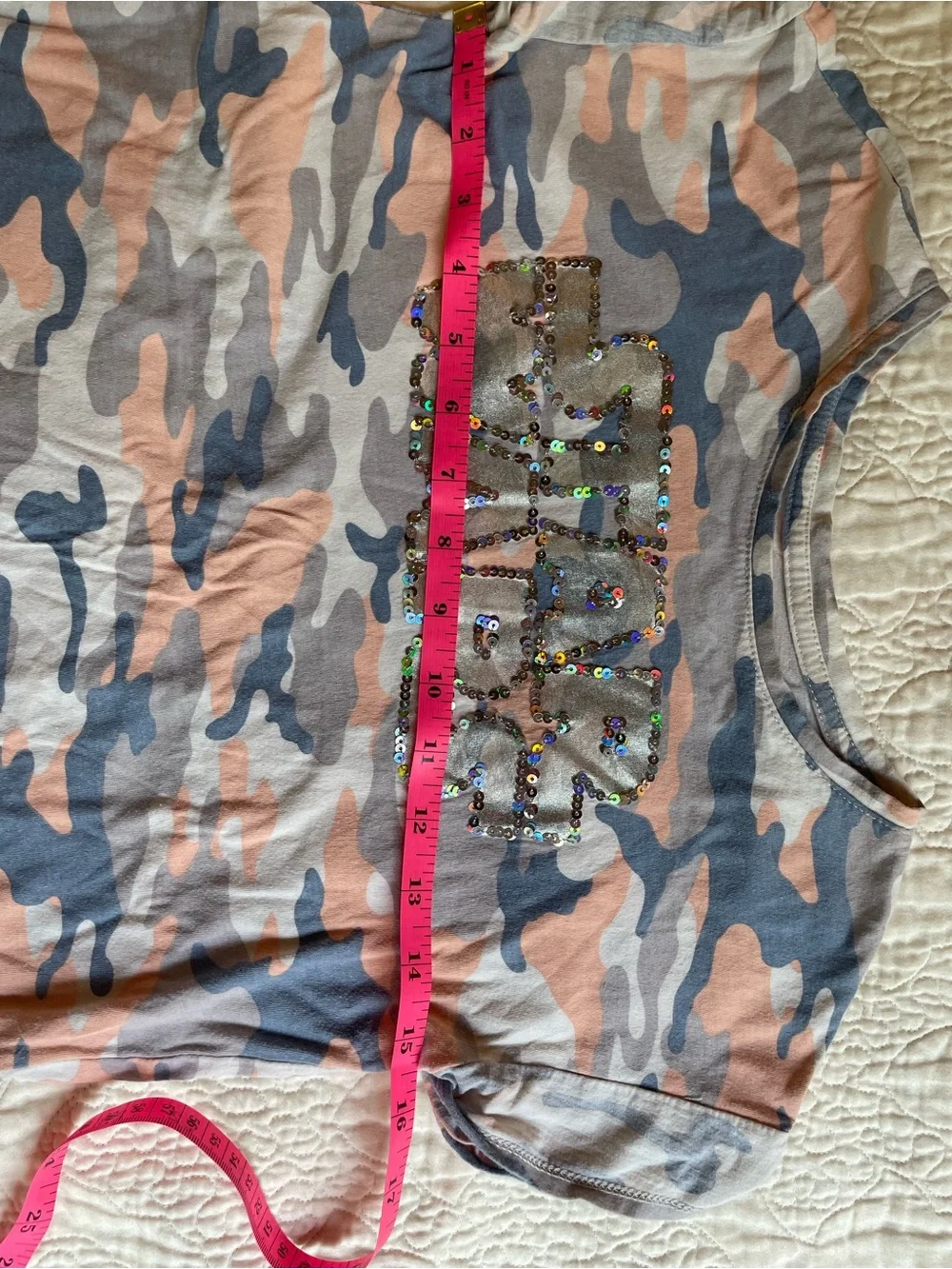 GAP Pink & Gray Camo Sequin Tee girls